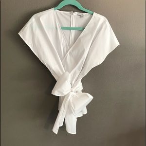 Kimono sleeve faux wrap peplum blouse